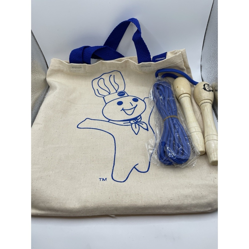 Pillsbury Dough Poppin Fresh‎ Canvas Tote - Great Condition With Jump rope